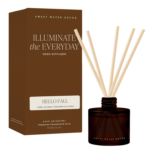 Hello Fall Amber Tinted Glass Jar Reed Diffuser