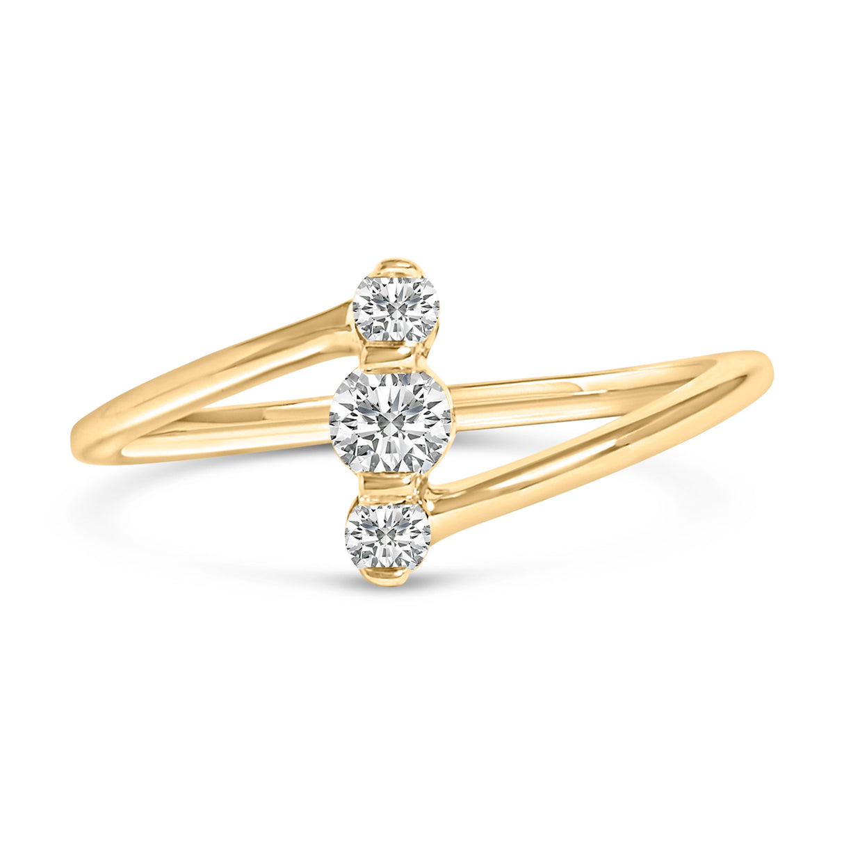 10K White Gold 1/4 Cttw Lab Grown Diamond Vertical Three Stone Ring