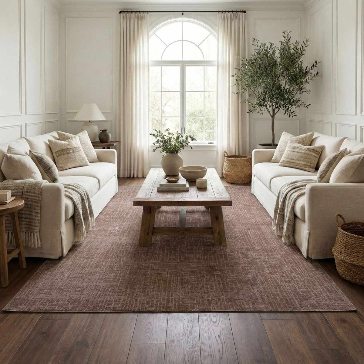 Leanna Light Brown Washable Area Rug
