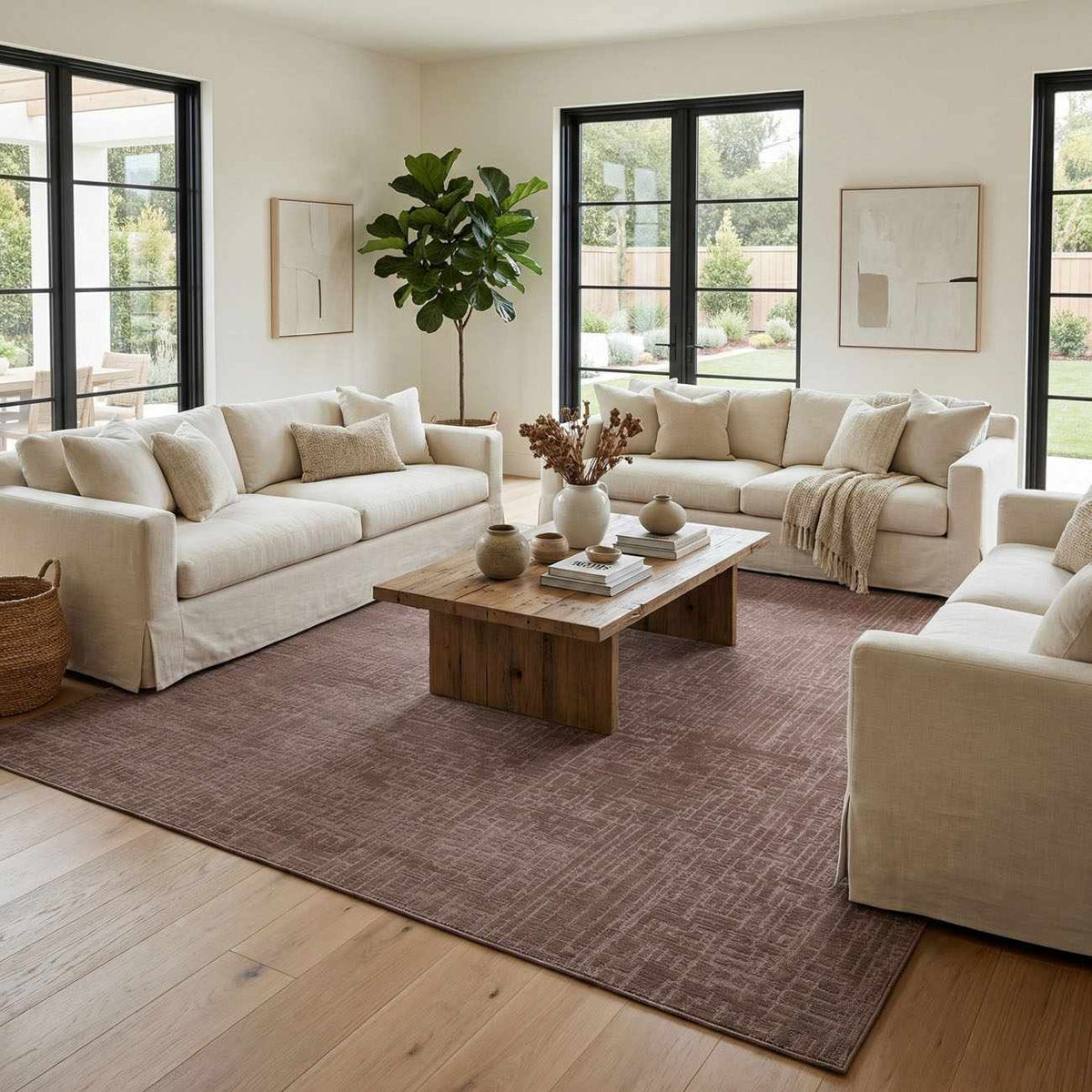 Leanna Light Brown Washable Area Rug