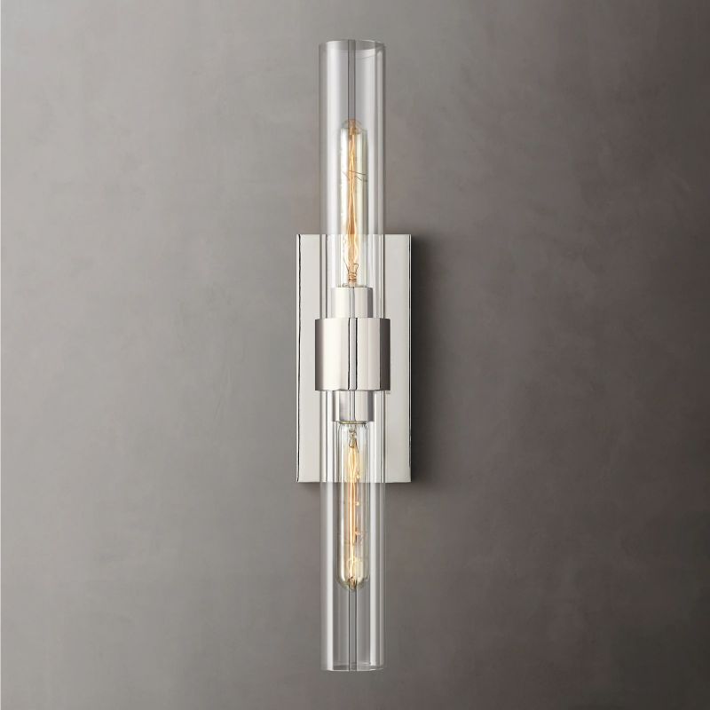 23" Brass Glass Wall Sconce 2-Light E12 Modern Vanity Light