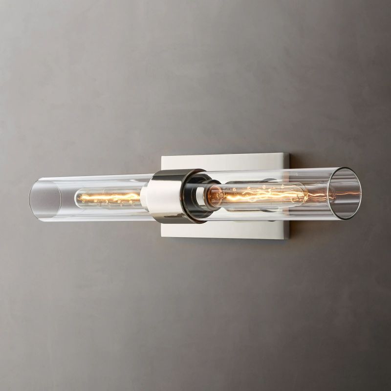 23" Brass Glass Wall Sconce 2-Light E12 Modern Vanity Light