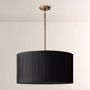 19 Silk Drum Pendant Light 3-Light E26 Brass Bronze Fixture