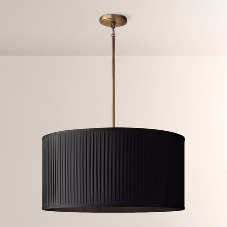 19 Silk Drum Pendant Light 3-Light E26 Brass Bronze Fixture