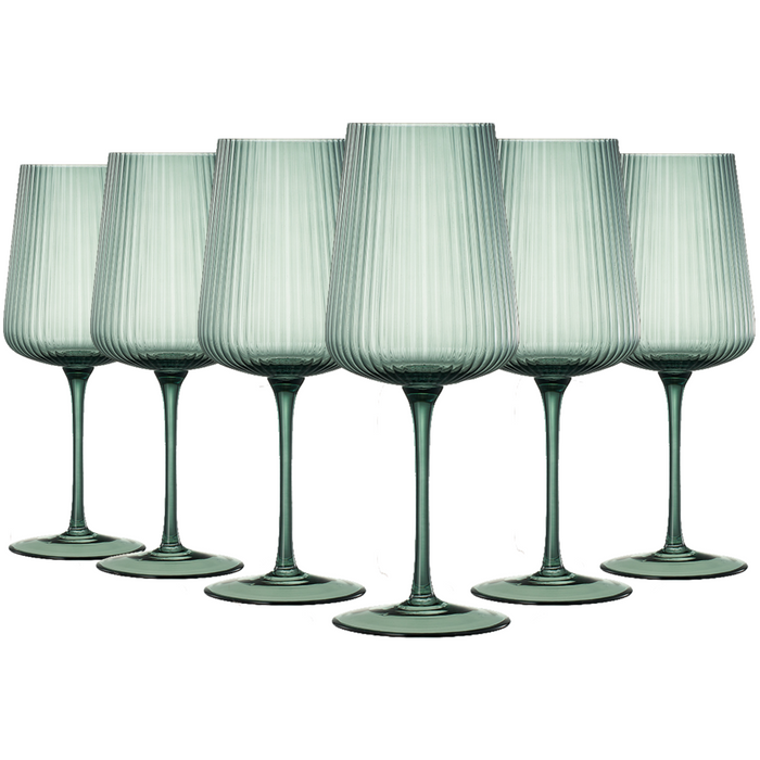Khen Site Tonal Ribbed Stemmed Wine Glassware