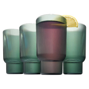 Eze Acrylic Ribbed Highball Glassware, Set of 4