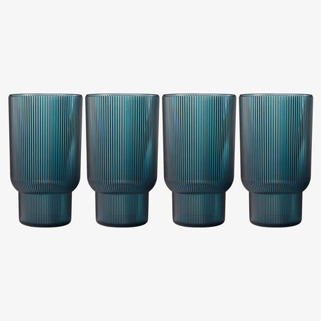 Eze Acrylic Ribbed Highball Glassware, Set of 4