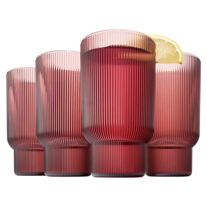 Eze Acrylic Ribbed Highball Glassware, Set of 4