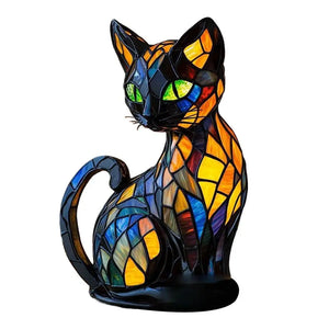 3D Retro Magic Stained Glass Cat Lamp Nightstand LED Multi-Color Cute Gift 2025