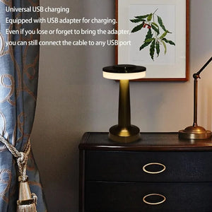 Metal Touch Table Lamp USB Rechargeable Portable Bedside Night Light for Bar