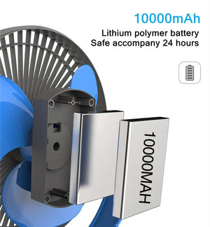 Clip On Fan 10000mAh USB Rechargeable 4-Speed 360° Rotation