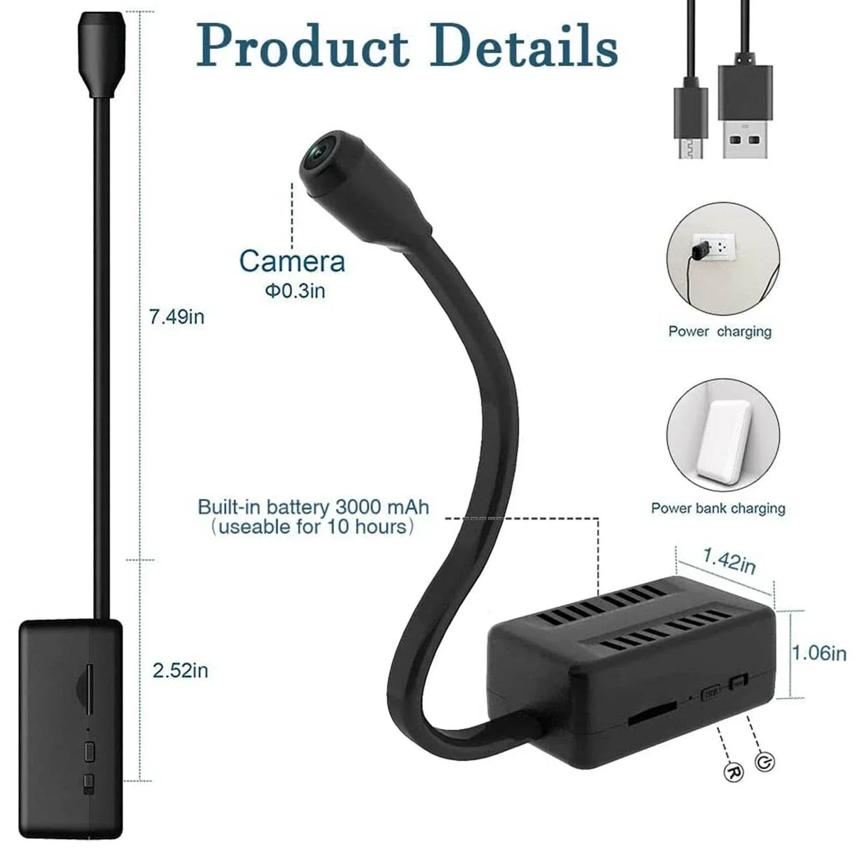Mini WiFi 1080P Security Camera Adjustable Lens Remote Monitoring Home IP Cam