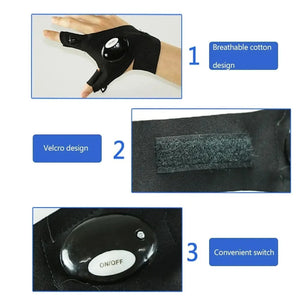 LED Flashlight Running Gloves – Waterproof Fingerless Gloves for Cycling & Hiking