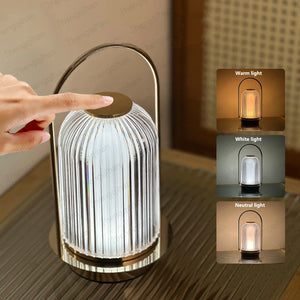 Wireless Crystal LED Table Lamp – Rechargeable Touch Night Light for Bedroom Bar