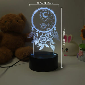 Dream Catcher 3D Night Light Optical Illusion Lamp 7-Color Touch Bedroom Decor