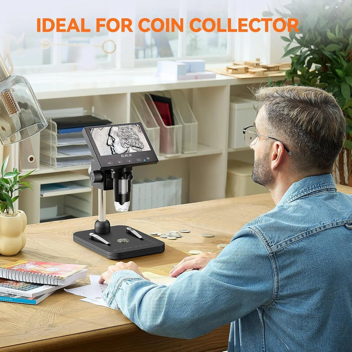 4.3 Inch LCD Digital Microscope 1000X Coin Repair Camera with LED for PC