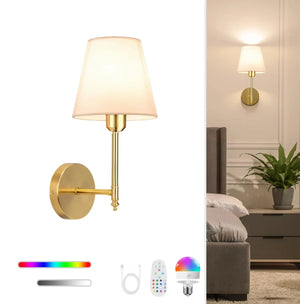 Wireless Wall Lamp – Rechargeable RGB Battery Light with Remote for Bedroom Decor