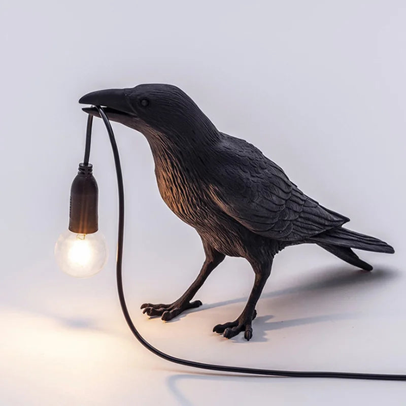 Crow Bird Wall Lamp – Resin Bedside Night Light for Bedroom & Living Room Decor