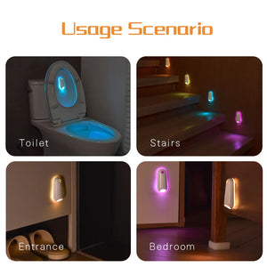 Motion Sensor Toilet Night Light RGB LED Bowl Light Rechargeable Bathroom Decor Lamp