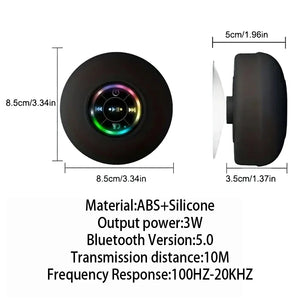 Portable Waterproof Bluetooth Speaker with LED Light Suction Cup Outdoor