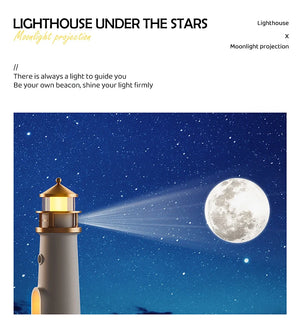Moon Projection Night Light Lighthouse Lamp Motion Sensor Dimmable Bluetooth Gift