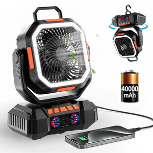 Camping Fan 40000mAh Rechargeable with LED Light Power Bank