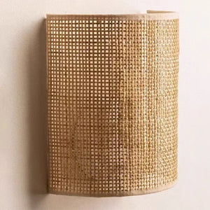 Vintage Rattan Wall Light E27 Handwoven Rope Sconce for Bedside Living Room
