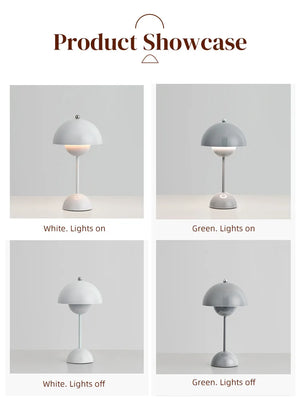 Portable LED Mushroom Table Lamp Touch Dimmable Rechargeable Flowerpot Light