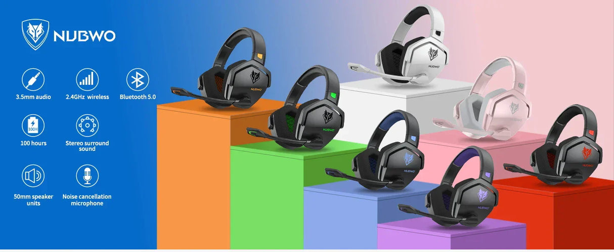 NUBWO G06 Wireless Gaming Headset Bluetooth 5.3 PS5 PC Noise Cancelling
