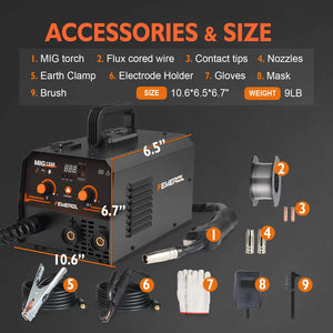 2-in-1 MIG Welder 130A Gasless Flux Core ARC IGBT Welding Machine for Home DIY