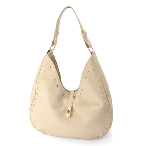 Moda Luxe Olivia Pebbled Faux Leather Studded Hobo Bag