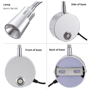 USB Wall Reading Lamp Dimmable Gooseneck Bedside Light 3CCT CRI98