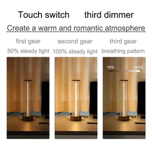 Minimalist Touch Bedside Table Lamp Cordless LED Nightstand Light Dimmable