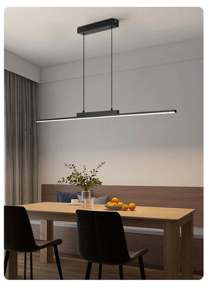 Modern Long Pendant Light – Minimalist Dining Room Chandelier for Kitchen & Living