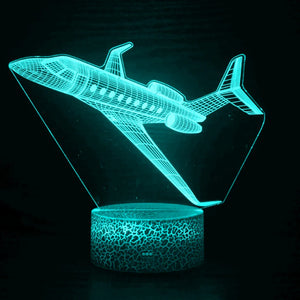 Airplane 3D LED Night Light Kids Bedroom Illusion Lamp USB Bedside Table Decor