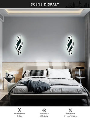 Curved Spiral LED Wall Lamp – Modern Light Fixture for Bedroom, Living Room, Hall