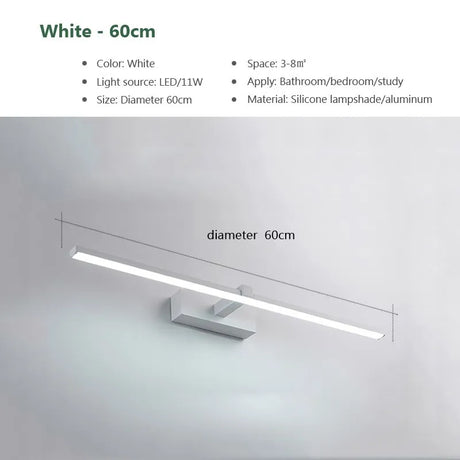 LED Bathroom Mirror Light – Waterproof Wall Lamp for Makeup Vanity in White/Black