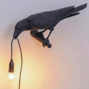 Crow Bird Wall Lamp – Resin Bedside Night Light for Bedroom & Living Room Decor