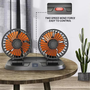 Dual Head Car Cooling Fan 2-Speed USB 5V 12V 24V