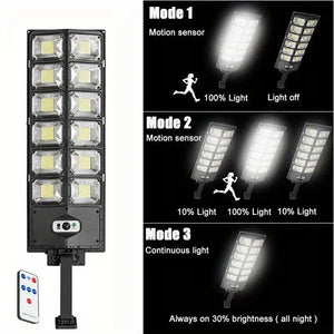 504LED Solar Street Light Outdoor Motion Sensor Remote Control Waterproof 4300mAh