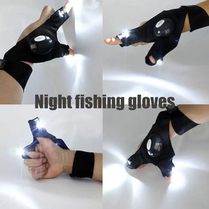 LED Cycling Gloves – Fingerless Gloves with Lights for Fishing, Outdoor & Sports
