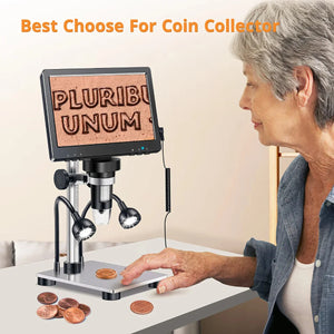 7 Inch Digital Microscope 1200X Coin Repair Camera with LED PC View