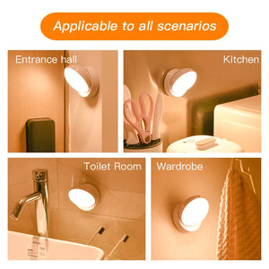 360° Rotating Magnetic LED Night Light Motion Sensor USB Rechargeable Lamp