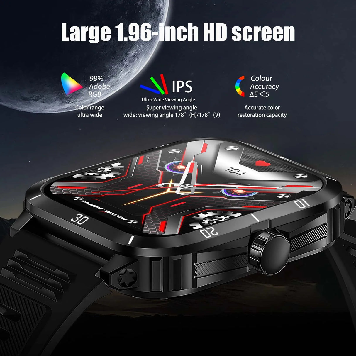 Men’s Smart Watch 3ATM Waterproof with Heart Rate, Blood Pressure & 100+ Sport Modes