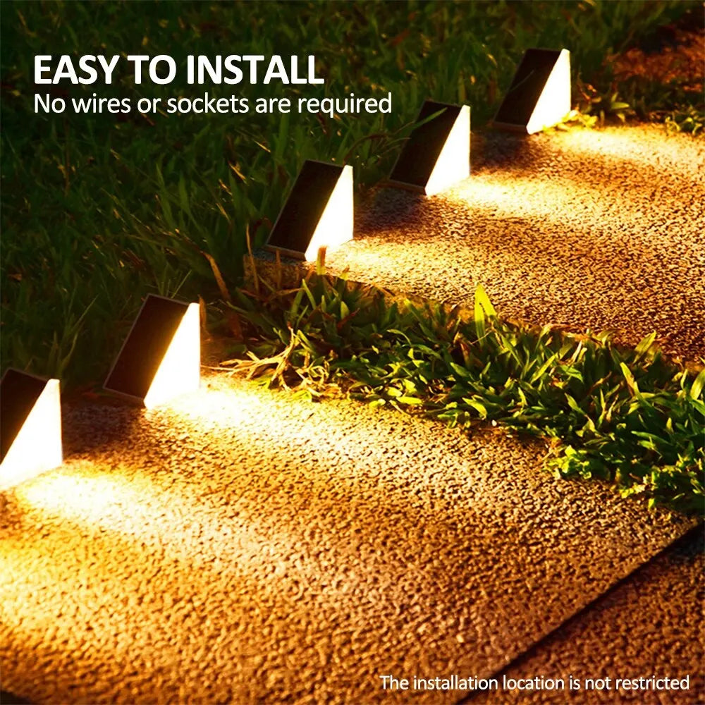 Outdoor Solar Step Lights Warm White RGB IP67 Waterproof Pathway Patio Yard