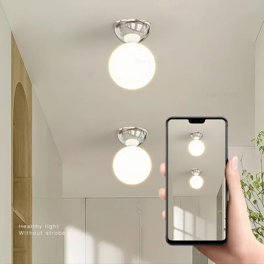 Bauhaus Dome Ceiling Light Cream Flush Mount Lamp for Hallway Balcony Entryway