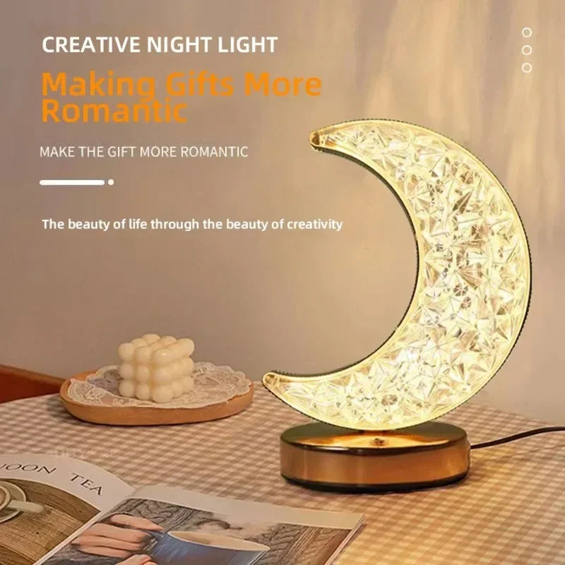 Crystal Touch LED Night Light – USB Dimmable Moon Lamp for Bedroom & Girls Room