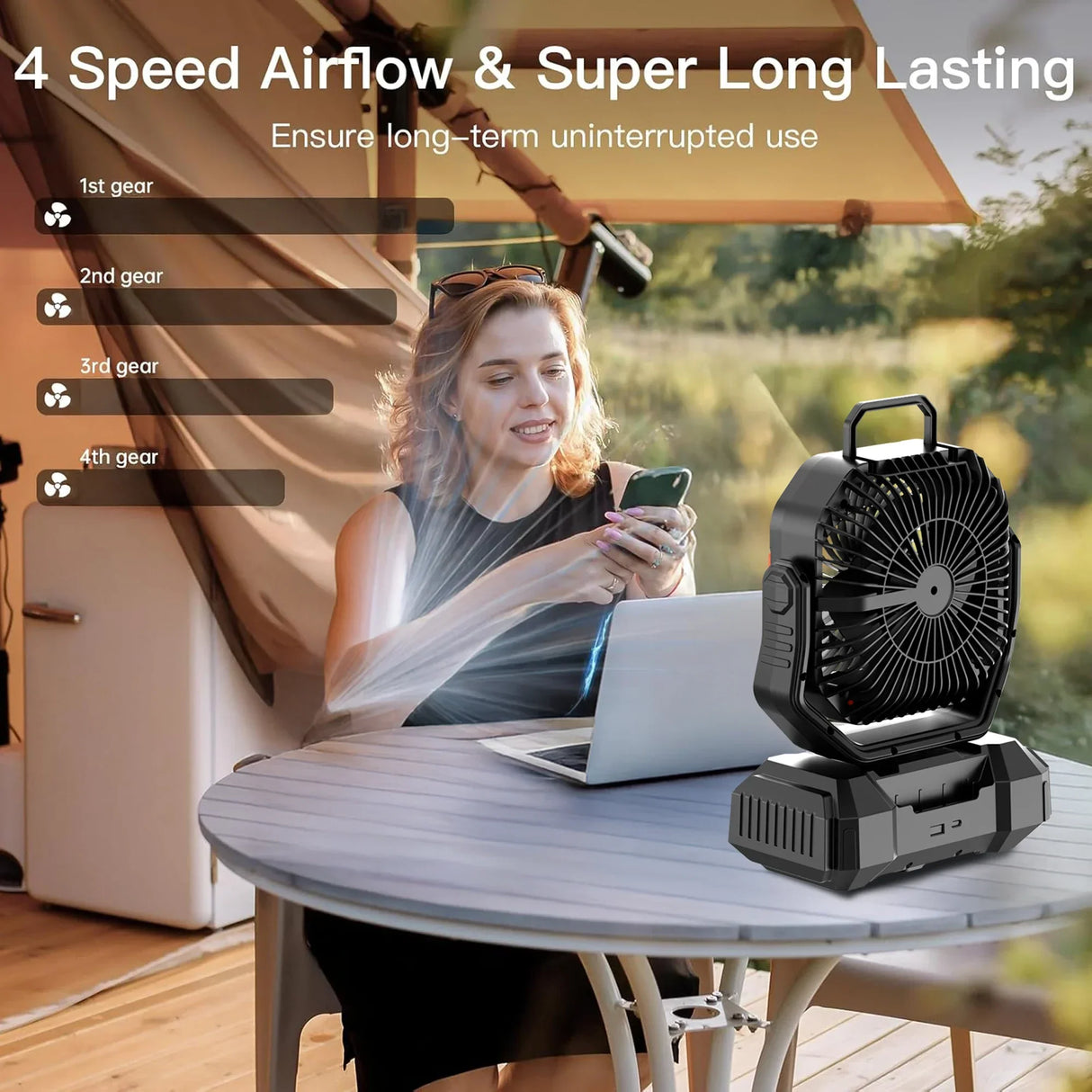 Camping Fan 40000mAh Rechargeable with LED Light Power Bank