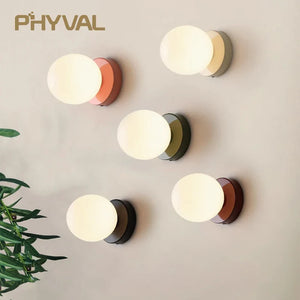 Nordic Glass LED Wall Lamp Orb Sconce for Bedroom Hallway Staircase