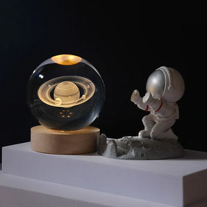 3D Galaxy Crystal Ball Night Light USB LED Moon Lamp Home Decor Gift Planet